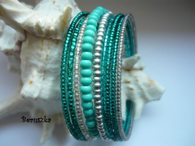 Paměťový náramek - tyrkysová a stříbrná
