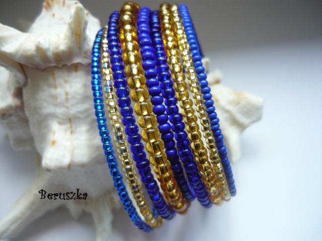 Paměťový náramek - modrá se zlatou 
