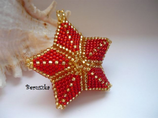 Vánoční 3D hvězda - červeno-zlatá
