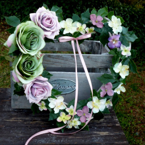 Srdce zeleno růžové 30 cm