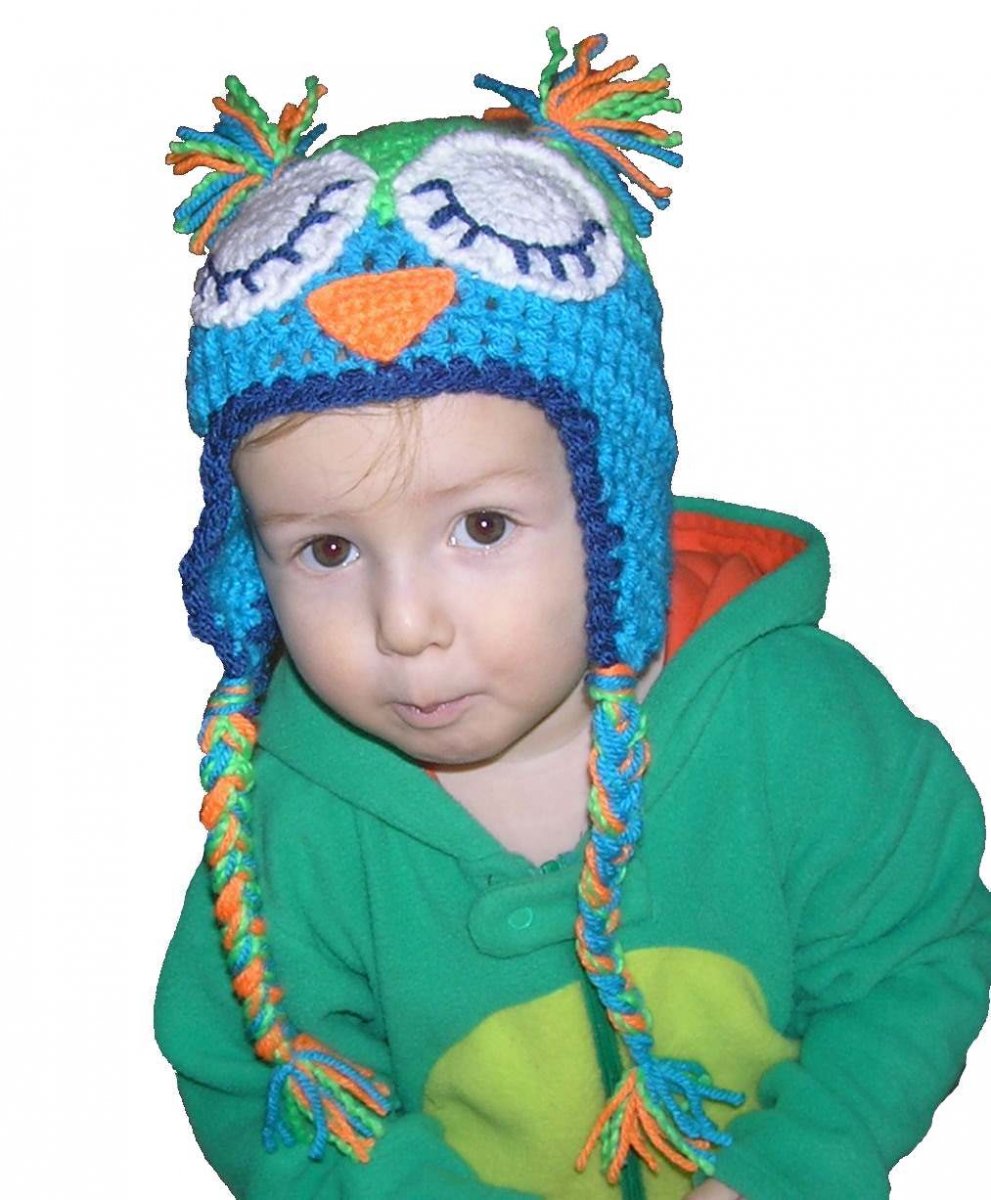 Háčkovaná čepice ušanka SOVA