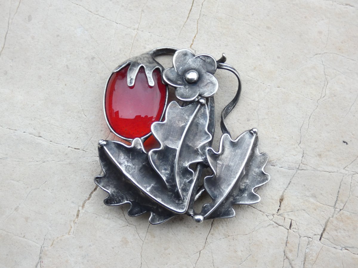 Jahůdka - brož,fusing.sklo