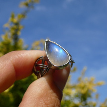 Prsten s měsíčním kamenem - nerez,stříbrocín