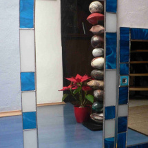 Tiffany zrcadlo Tyrkysové, 36x71 cm