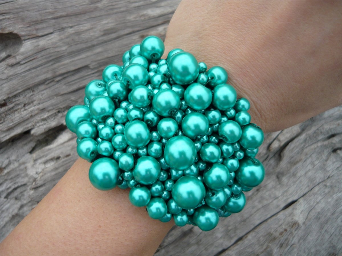 Perličkový náramek Svěží Tyrkys