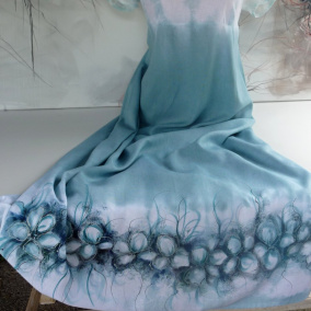 Lněné ,malované dlouhé šaty