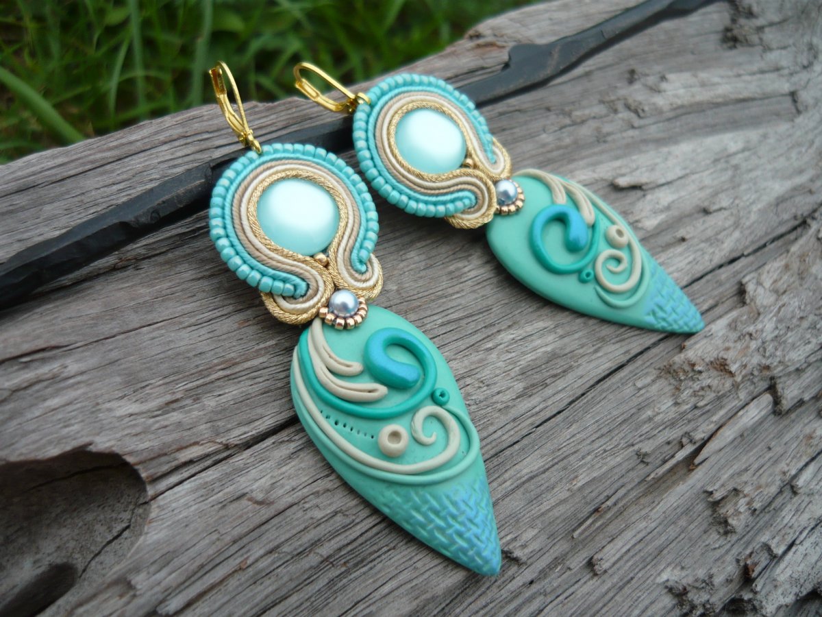 Soutache náušnice Turquoise Sea