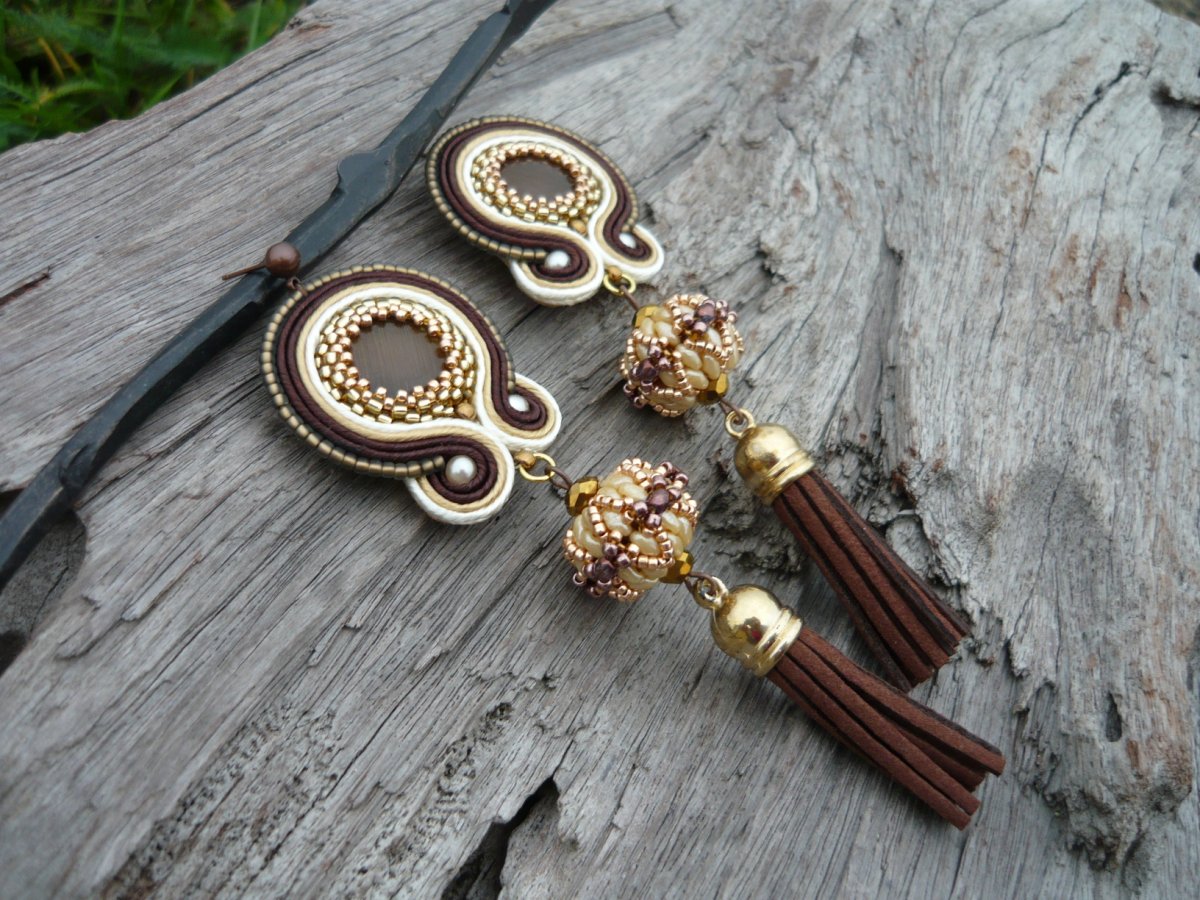 Soutache náušnice Luxury Chocolate with liqueur