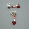 Crystal red magma Swarovski srdce - klipsy