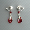 Crystal red magma Swarovski srdce - klipsy