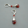 Crystal red magma Swarovski srdce - náušnice