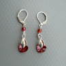 Crystal red magma Swarovski srdce - náušnice