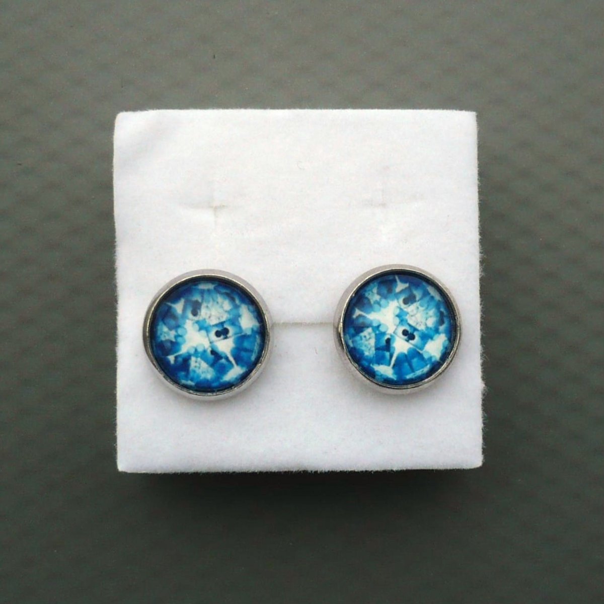 Modrobílé - náušnice pecky