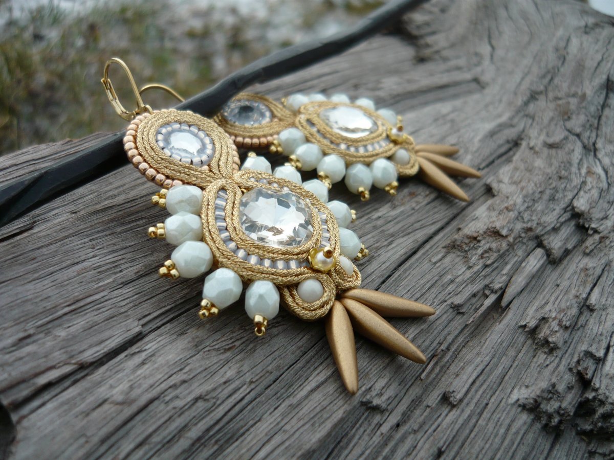 Soutache náušnice Golden Paradise