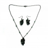 Černozelené chumlíčky - náhrdelník s náušnicemi
