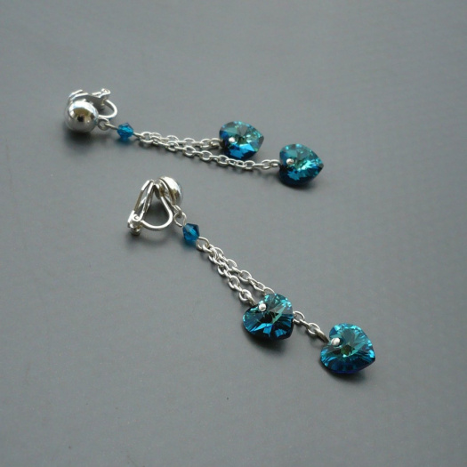 Crystal bermuda blue Swarovski srdce - řetízkové 