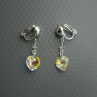 Crystal AB Swarovski srdce - klipsy