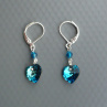 Crystal bermuda blue Swarovski srdce - náušnice