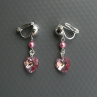 Light Rose AB Swarovski srdce - klipsy