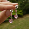 Light Rose AB Swarovski srdce - klipsy