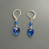 Sapphire Swarovski srdce - náušnice