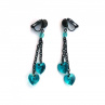 Blue zircon Swarovski srdce-řetízkové klips černé 