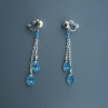 Aquamarine Swarovski slzy - řetízkové klipsy