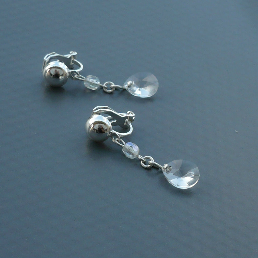 Crystal Swarovski slzy - klipsové náušnice