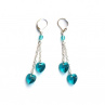 Blue zircon Swarovski srdce řetízkové náušnice