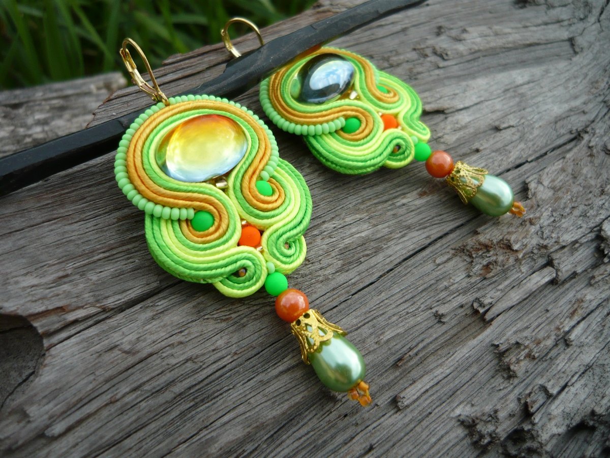 Soutache náušnice NEON Fresh Lemon&Orange