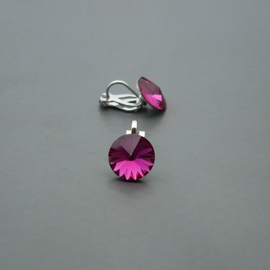 Swarovski fuchsia a klipsy antialergické zapínání