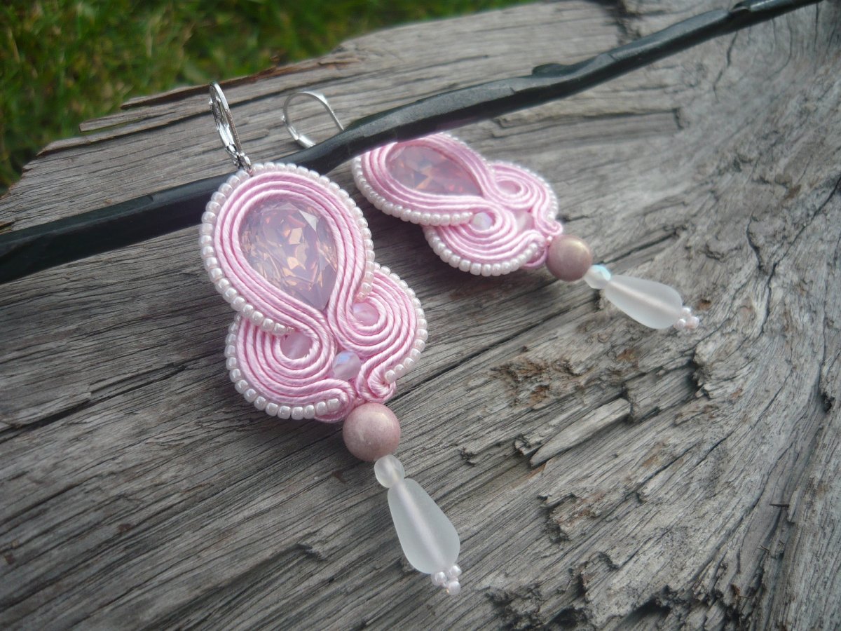 Soutache náušnice Sweet Rose