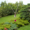Fuchsia Swarovski - ovál přívěsek na nerez řetízku