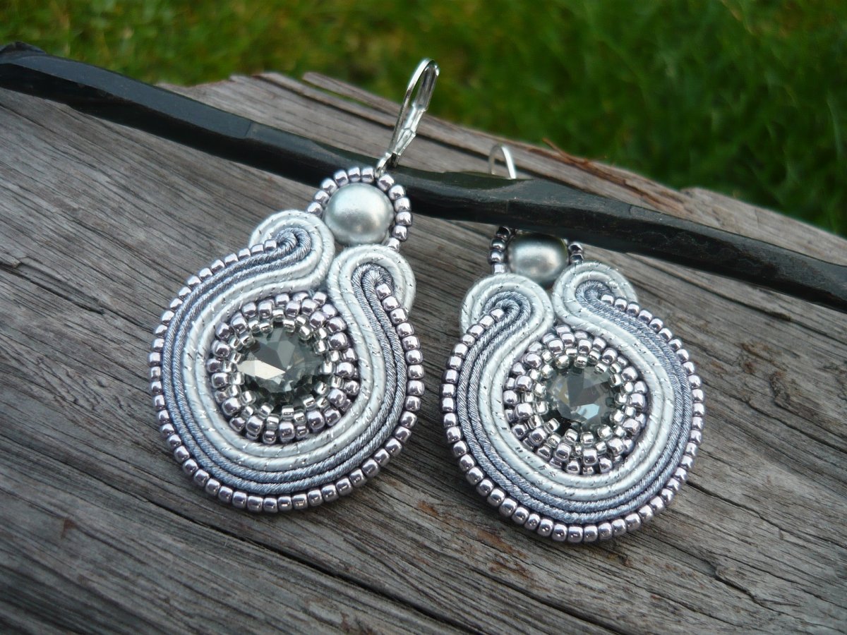 Soutache náušnice Silver Elegant