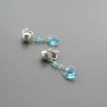 Aquamarine Swarovski srdce - klipsy