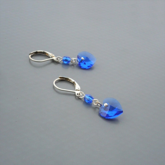 Majestic blue Swarovski srdce II. - náušnice