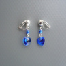Majestic blue Swarovski srdce - klipsy