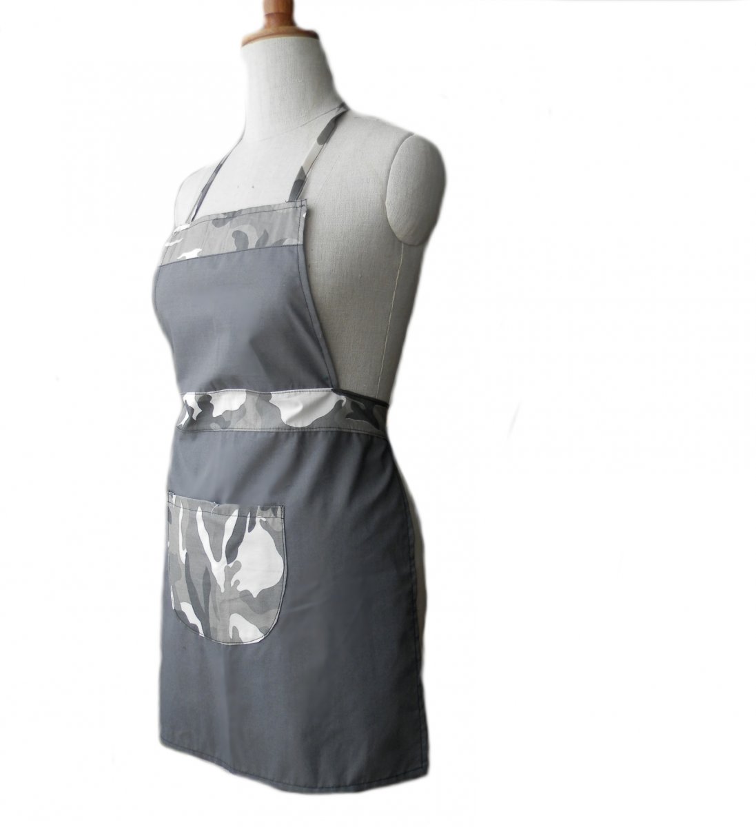 zástěrka maskáčová ŠEDÁ  5-9 let