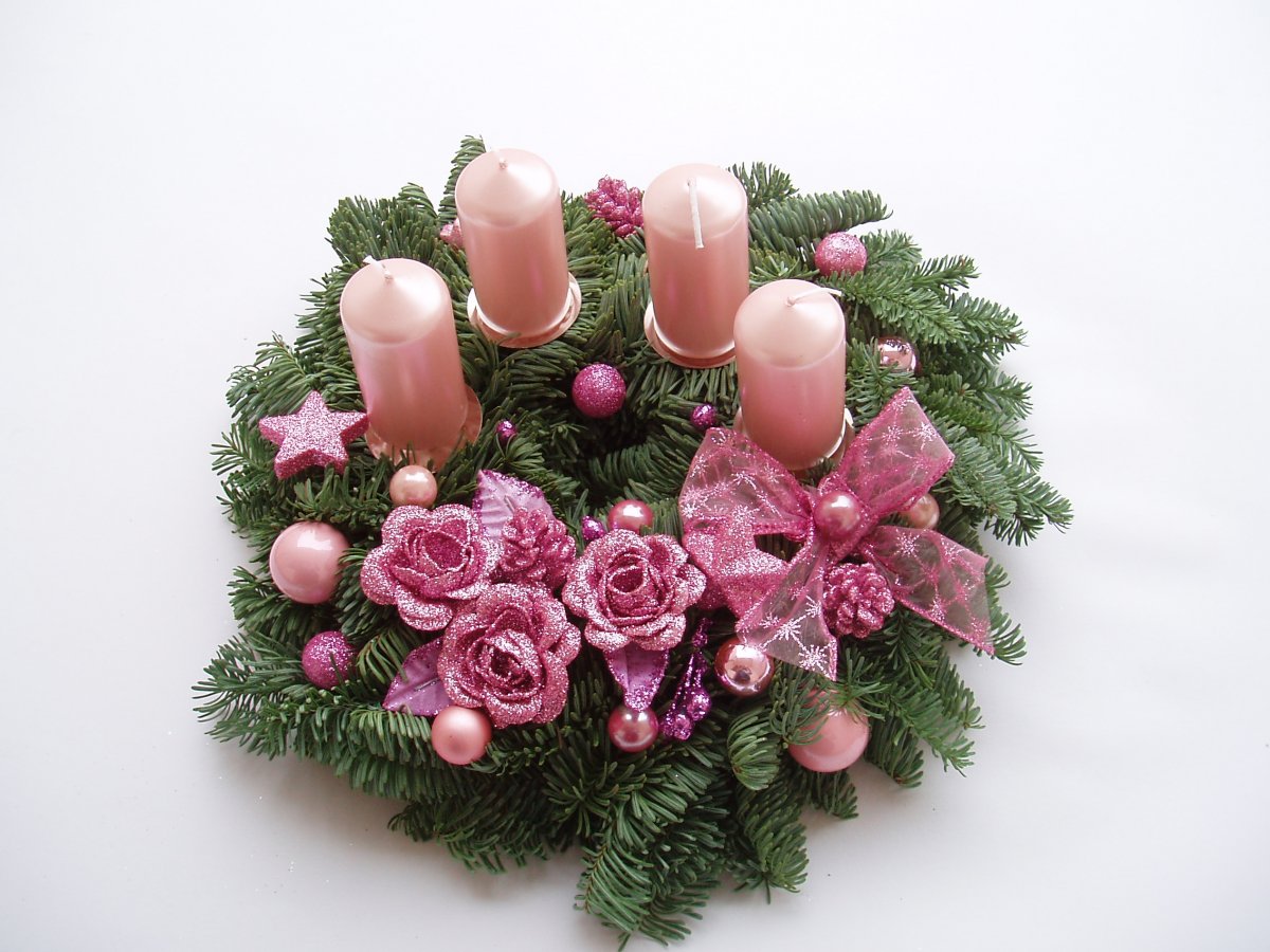 Adventní věnec-růžový