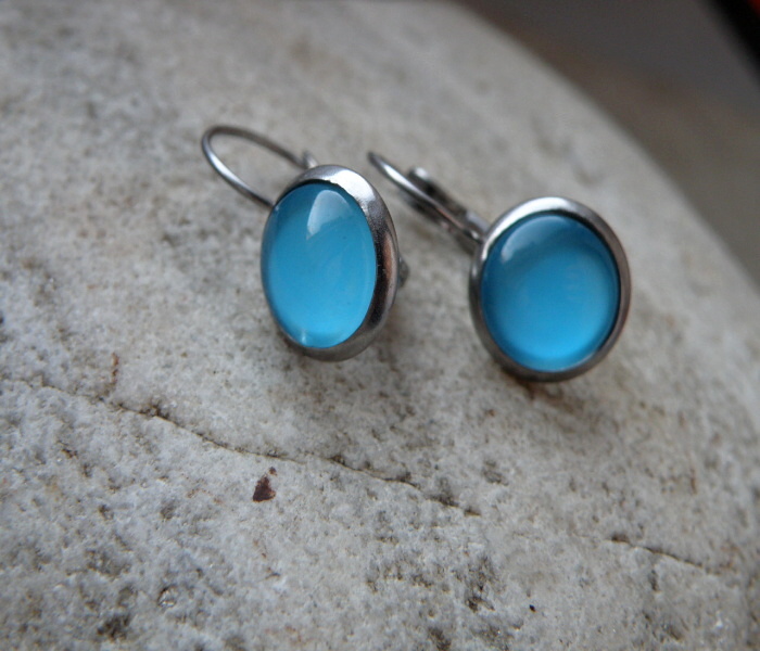 Naušnice -nerez - světle modré