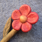 Dřevěná jehlice - květinka