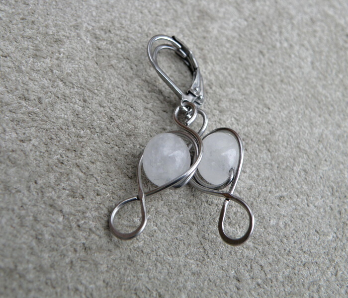 Naušnice - nerez - mléčný jadeit