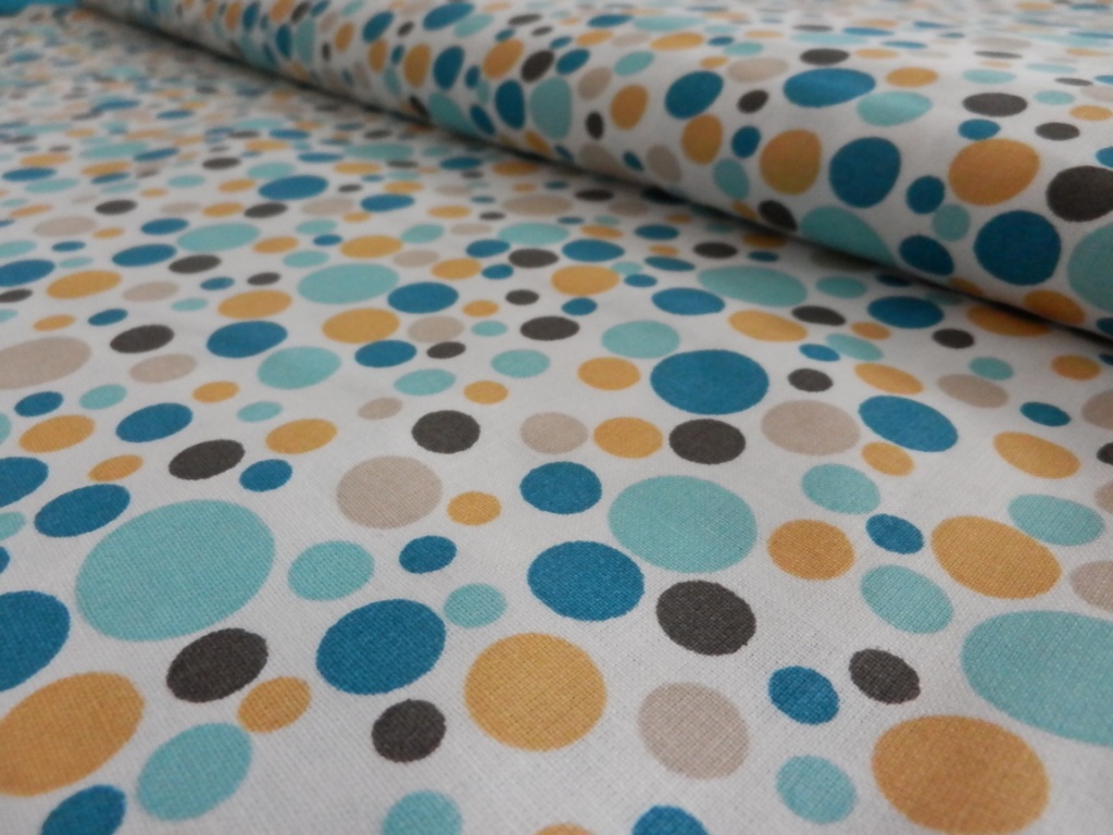 Rozházená kolečka tyrkysově-horčicové