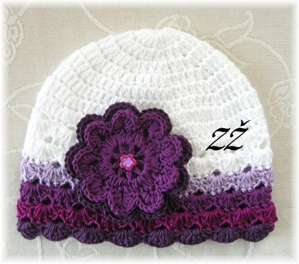 Jarní/podz. čepička - fial. odstíny