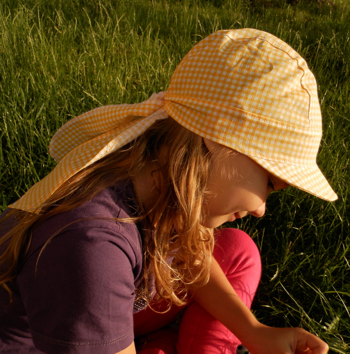 letní dětská pirátka s kšiltem kostička žlutá