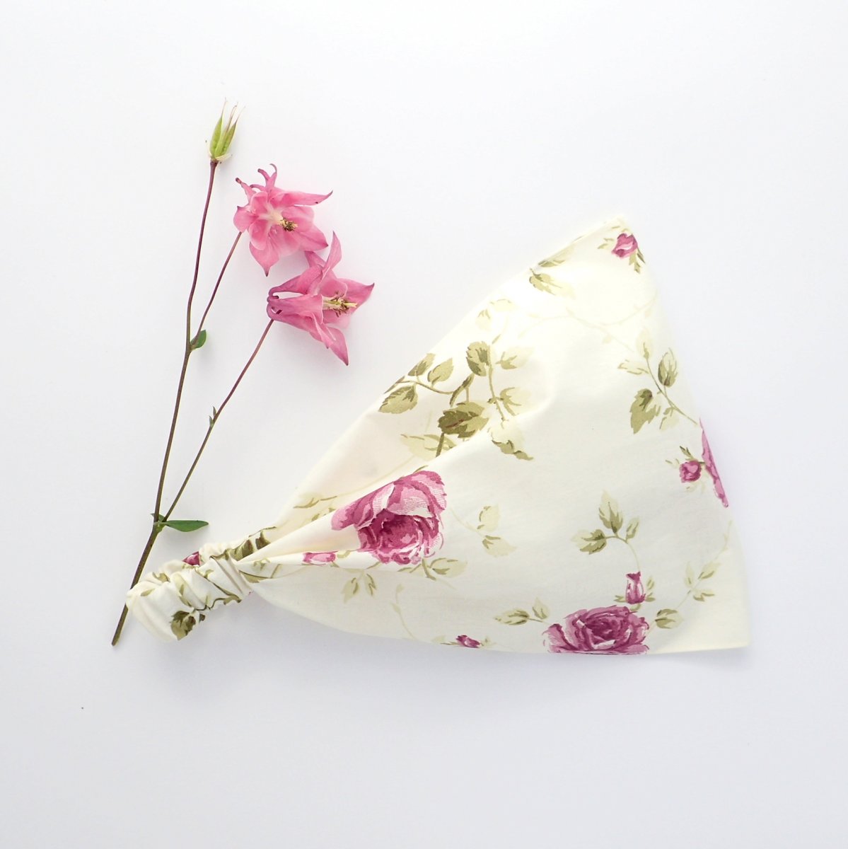 Látková čelenka, šátek - usnula v růžích