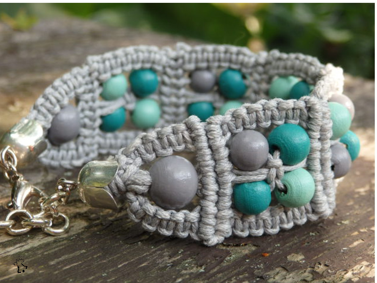 Holubí drhaný náramek s tyrkysovými korálky