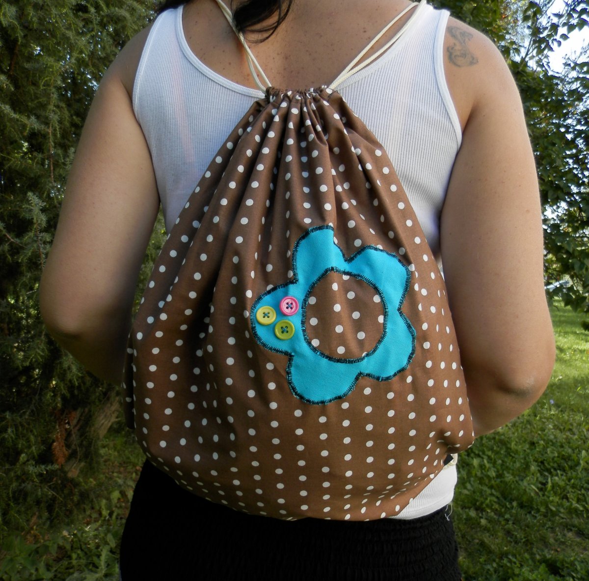 batoh...pytlík....vak.....dámský  puntík s květem