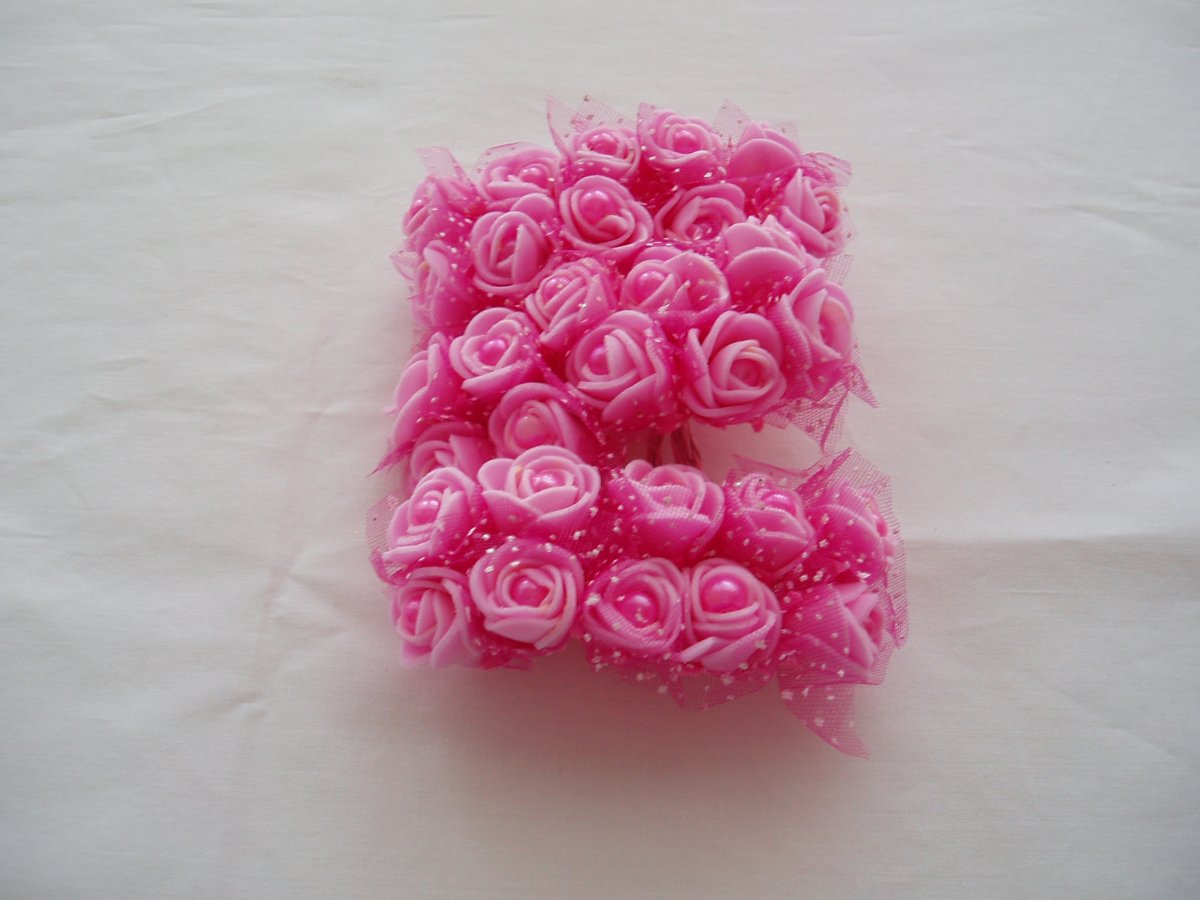 Pěnová růžička-tmavě růžová s perličkou