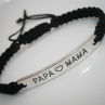 "PAPA ♥ MAMA" - černý náramek (macramé) - Unisex